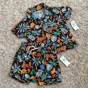 NEW tropical tiger print linen set